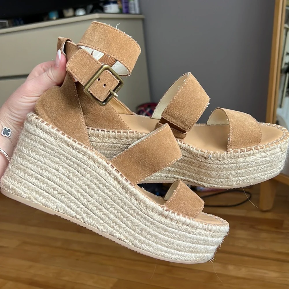 Palma Suede Espadrille Platform Sandals | Size 8 | New! - Picture 1 of 8